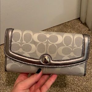 Silver Coach checkbook wallet